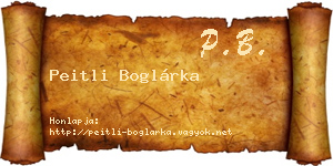 Peitli Boglárka névjegykártya